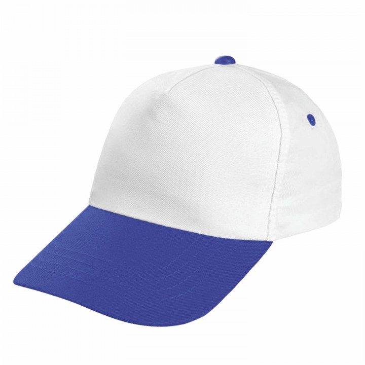 Saks Mavi Siperli Beyaz 5 Panel Cırt Ayarlı Baskılı Şapka